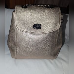 Coach Parker Convertible Metallic Gold Backpack.38584